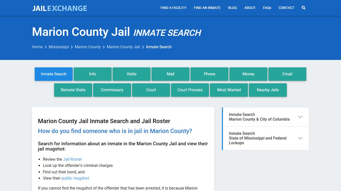 Inmate Search: Roster & Mugshots - Marion County Jail, MS