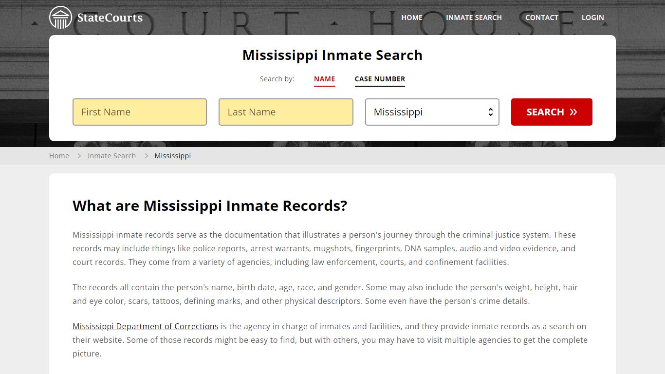 Mississippi Inmate Search, Prison and Jail Information - StateCourts